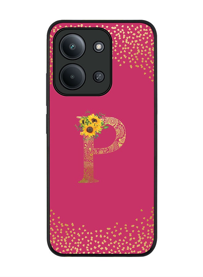 For Xiaomi Poco C85 4G Case,Slim fit Camera Protection, Shockproof Thin Phone cover  - Custom Floral Monogram - P ( Deep Pink )